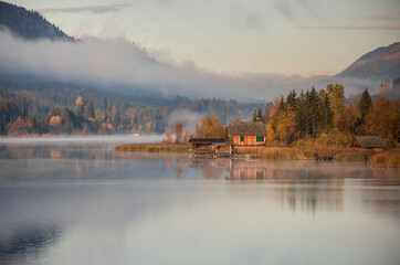 misty morning on the White lake, Austria