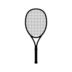 Tennis racket vector icon black classic illustration. Tennis racket icon
