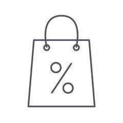 Vector simple shopping bag Icon with percentages. Logo for big sale.