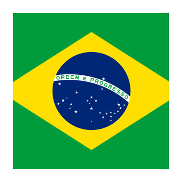 Brazil Flat Square Country Flag button Icon