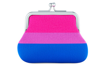 Coin purse with bisexual flag, 3D rendering