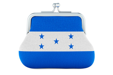 Coin purse with Honduranian flag. Budget, investment or financial, banking concept in Honduras. 3D rendering