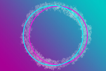 Illustration of logo background with cyan and fuchsia cycles. Beauty and fashion logo background