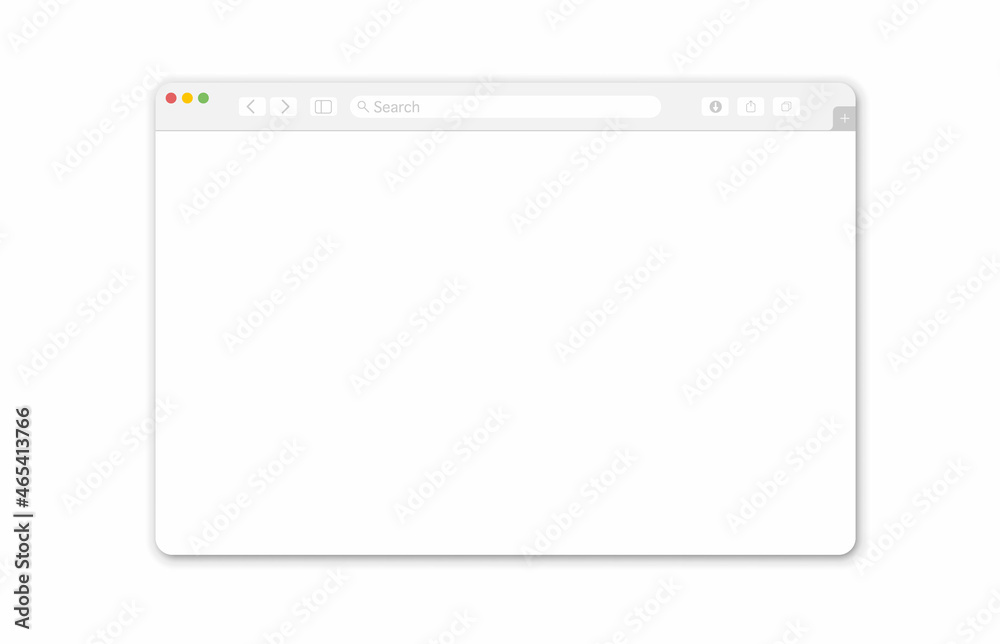 Poster empty browser window on white background. empty web page mockup with toolbar. vector illustration