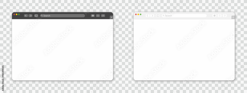 Poster empty browser window on transparent background. empty web page mockup with toolbar. vector illustrat