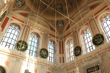 Indoor of historical Grand Mecidiye Mosque in Istanbul,Turkey.