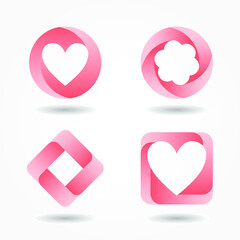 set of pink glossy buttons