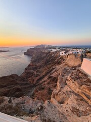 Santorini, View on kaldera and bay Sunset