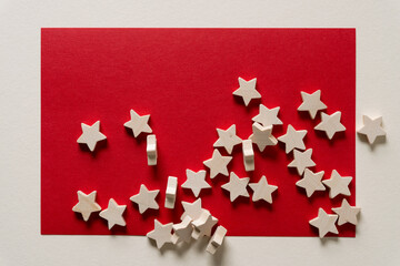 wooden stars on red paper