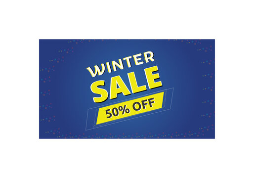 winter sale offer ad banner template 50% off