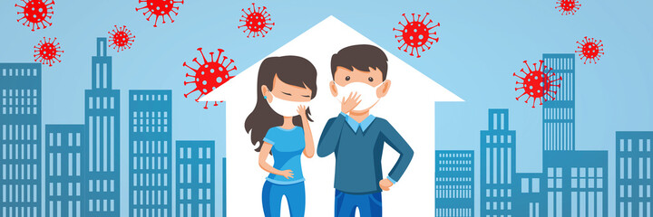 Fototapeta premium Stay at home to save lives. 3d Illustration