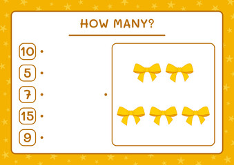 Naklejka premium How many ribbon, game for children. Vector illustration, printable worksheet