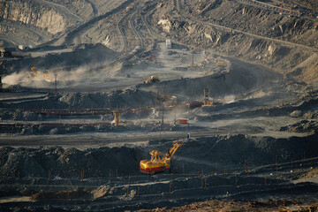 Open pit mine in mining and processing plant