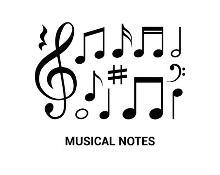 Music note vector icon symbol. Music key note line art sign