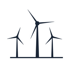 Wind vector turbine icon. Wind power energy turbine silhouette illustration tower windmill