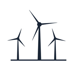 Wind vector turbine icon. Wind power energy turbine silhouette illustration tower windmill © kolonko