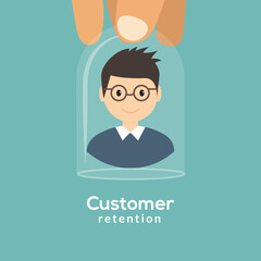 Customer retention care happy patient icon. Support customer care pictogram client help