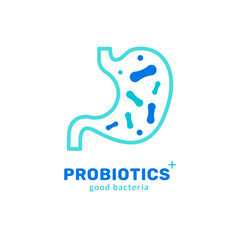Stomach germ virus biology digestion icon. Lactobacillus probiotic. Stomach probiotic health - obrazy, fototapety, plakaty