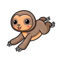 Cute baby sloth cartoon jumping