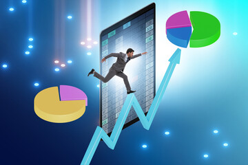 Visualisation concept with charts and businessman