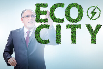 Ecocity ecology concept with businessman