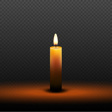 Candle flame dark background. Vector candlelight isolated burning light illustration