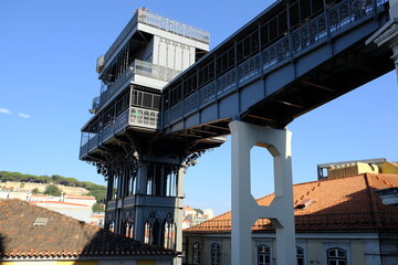 Portugal Lisbon - Santa Justa Lift - Carmo Lift -  elevator in historic center