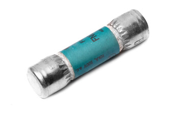 500 Volts 10 KAmp electric fuse on white background