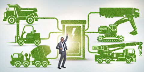 Businessman in the concept of electric charging and vehicles