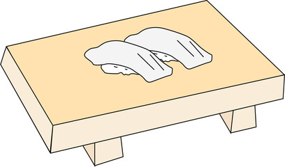 台の上にあるイカのお寿司「イラスト素材」