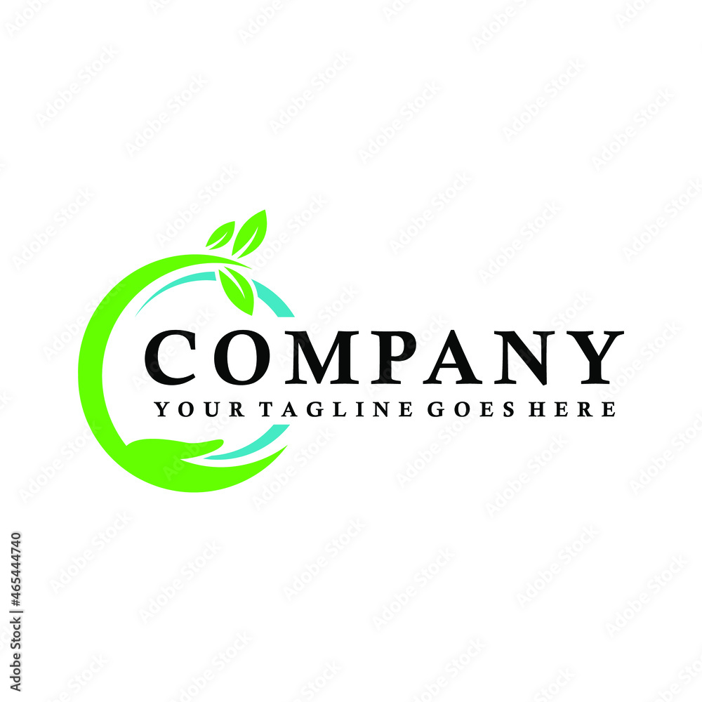 Sticker save green logo design idea. logo for green leaf company energy and other