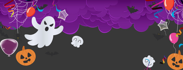 Holiday Halloween. on night sky background. party balloons graveyard. Vector illustration