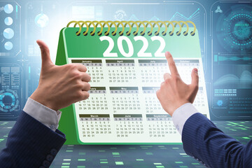 Businessman in the calendar concept of year 2022