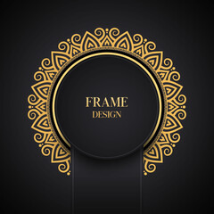 Luxury ornamental mandala illustration background in golden color mandala frame creative mandala