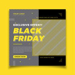 Black friday fashion sale social media post winter summer mega sale banner facebook instagram ads business promotion advertisement minimal vector template design