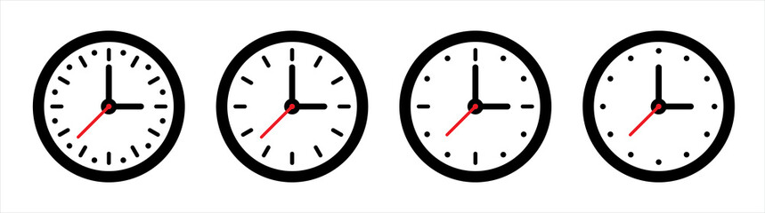 Clock icons. Clock, time vector illustration.
