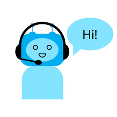 Obraz na płótnie Canvas Communication bot sign. Chat element. Online assistant. Computer robot. Blue icon. Vector illustration. Stock image.