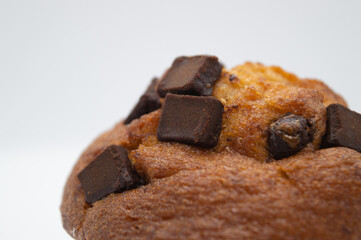 Banana Chocolate Chip Muffin on a White Background.