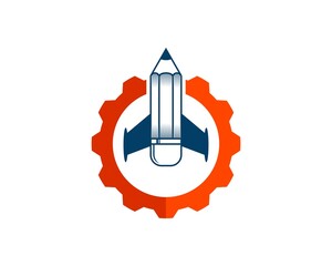 Mechanical gear with rocket pencil inside