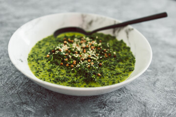 vegan creamed spinach with dairy-free sauce, healthy plant-based food
