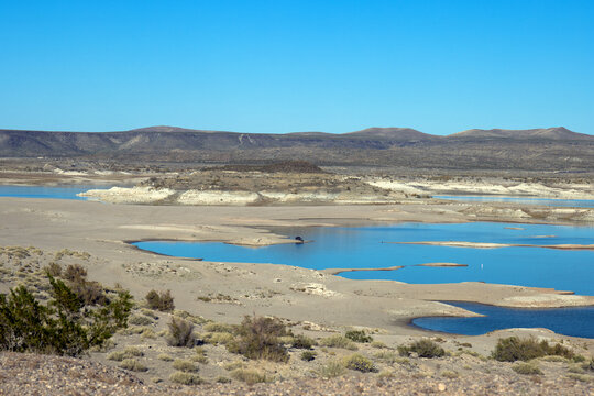 Lake for recreational boats and RVs at Elephant Butte State Park near Truth or Consequences, New Mexico
