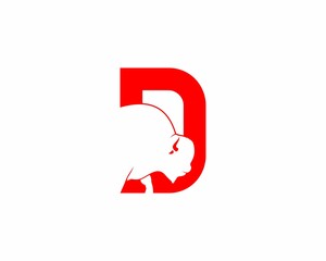 D Letter with bison silhouette inside © DitaTiara