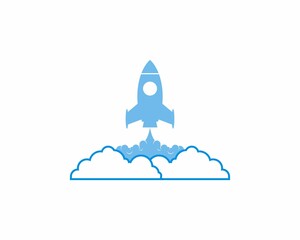 Fototapeta premium Rocket launch on the cloud illustration
