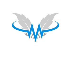 Twin writer feather with M letter initial inside