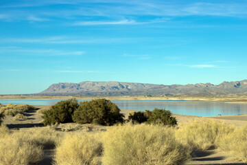 Lake for recreational boats and RVs at Elephant Butte State Park near Truth or Consequences, New...