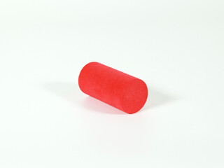 Red Plastic Cylinder Shape With Different Angle Isolated White Background