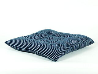Blue Striped Pattern Cushion With White Isolated Background