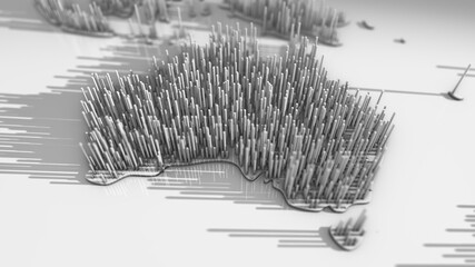 Australia blockchain big data IOT network using cloud computing information technology - Conceptual 3D Illustration Rendering