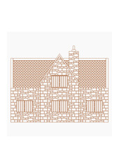 Editable Side View Traditional English House Building Vector Illustration in Outline Style for England Culture Tradition and History Related Design