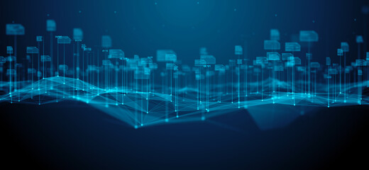 Global cloud computing IOT mobile data network connectivity information technology connectivity - Conceptual 3D Illustration Render